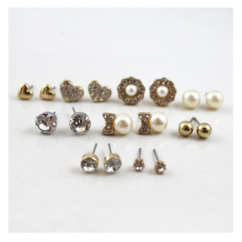 9-in-1 gold-colored earrings set