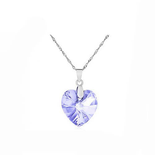Silver-plated necklace with crystal heart pendant
