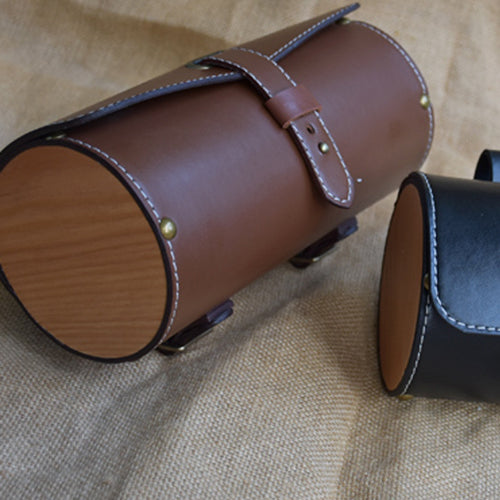 Retro Leather & Wood Bicycle Saddle Bag