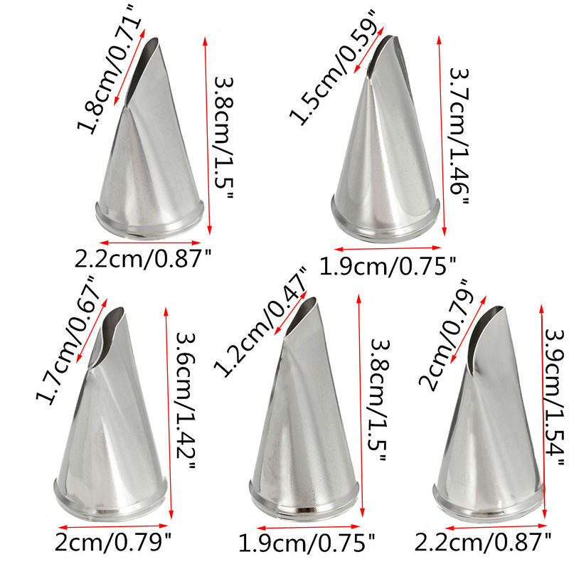 5Pcs/Set Stainless Steel Rose Petal Icing Nozzles