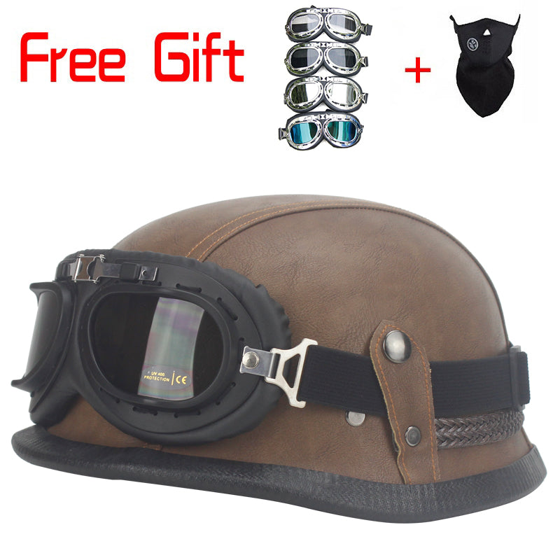 Leather Biker Helmet