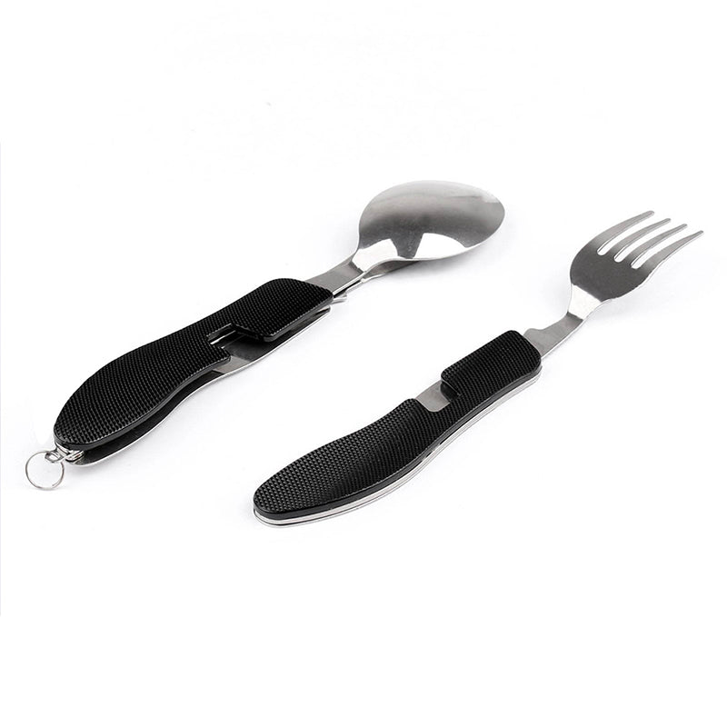 Multi-function Outdoor Camping Picnic Tableware Stainless Steel Cutlery 4 in 1