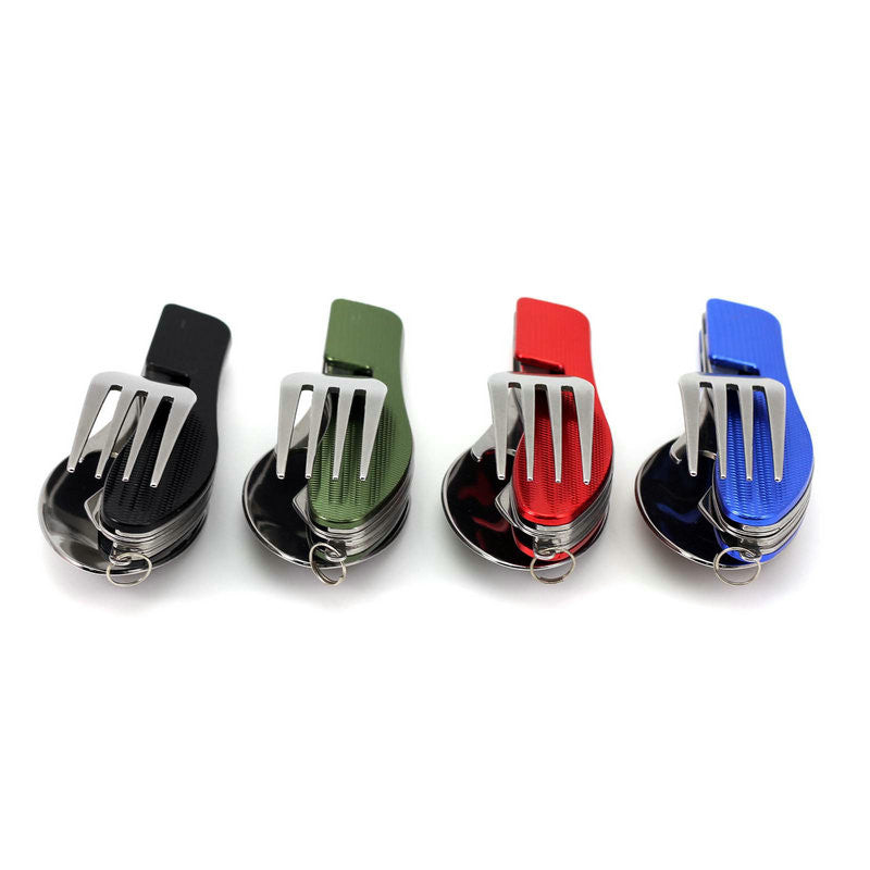 Multi-function Outdoor Camping Picnic Tableware Stainless Steel Cutlery 4 in 1