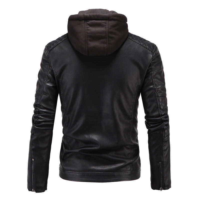 Hoodied Leather Jacket