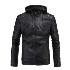 Hoodied Leather Jacket