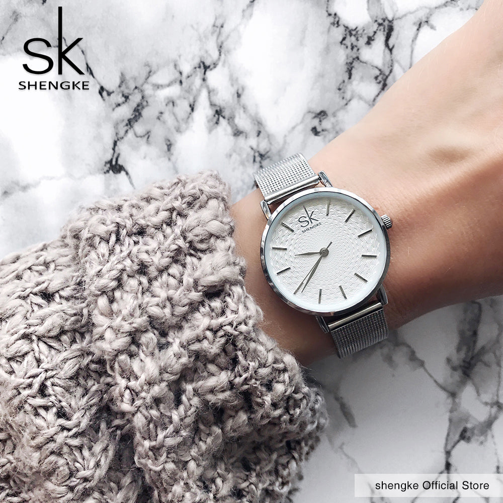 SK super-slim stainless steel wristwatch