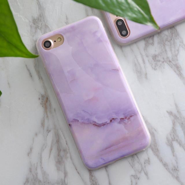 Soft TPU iPhone Case - Marble/Flower Print
