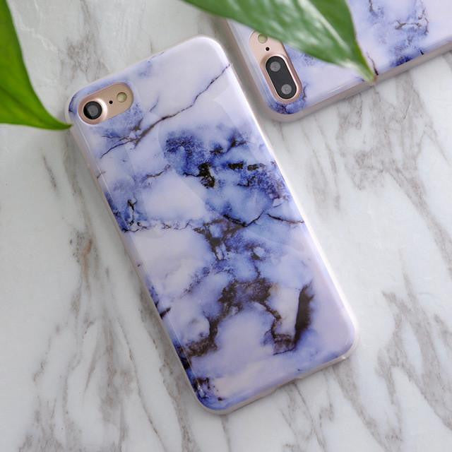 Soft TPU iPhone Case - Marble/Flower Print