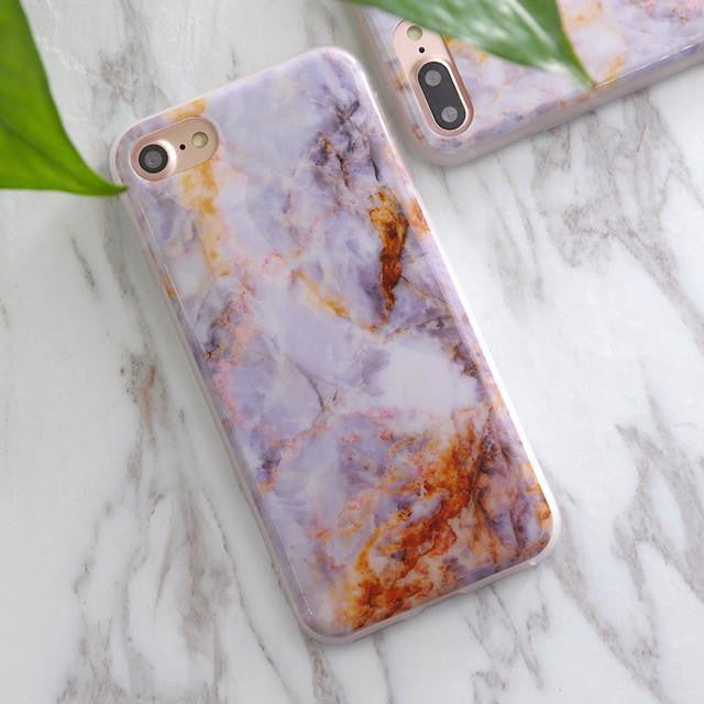 Soft TPU iPhone Case - Marble/Flower Print