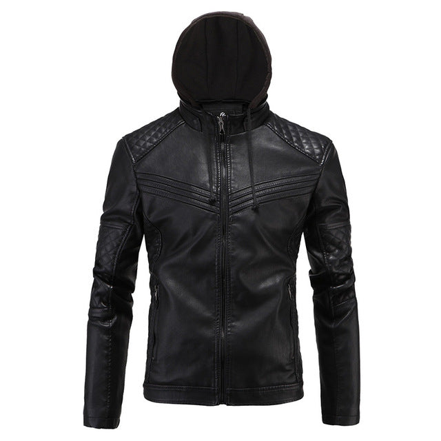 Hoodied Leather Jacket