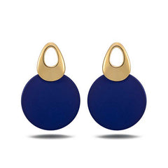 Gold-plated red & blue round earrings