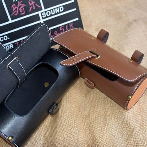 Retro Leather & Wood Bicycle Saddle Bag