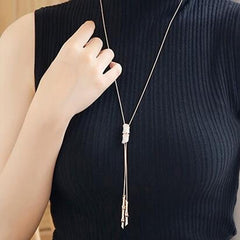 Bamboo-Inspired oriental long necklace