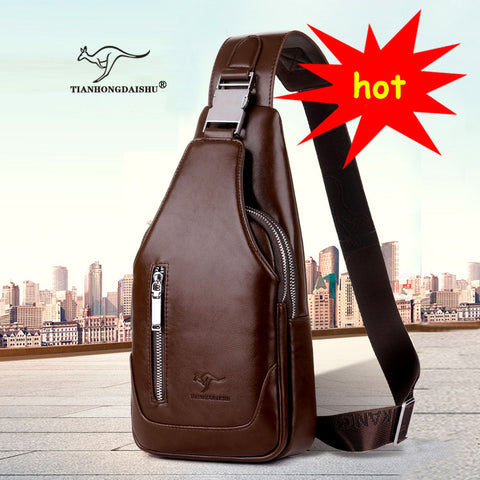 Men's Casual Shoulder PU Lleather Crossbody Bag