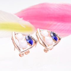 Pink and blue stud earrings