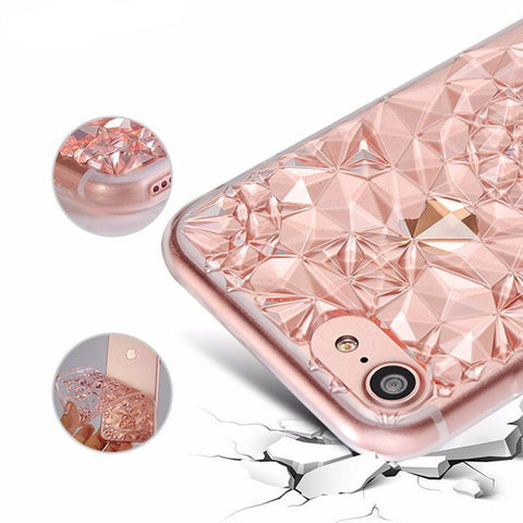 3D Diamond Pattern Soft TPU iPhone Case