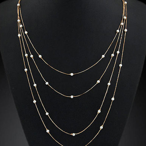 Multilayer Necklace With Pearl Details