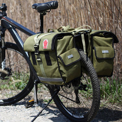 Roswheel Green Canvas Waterproof Double Bicycle Pannier