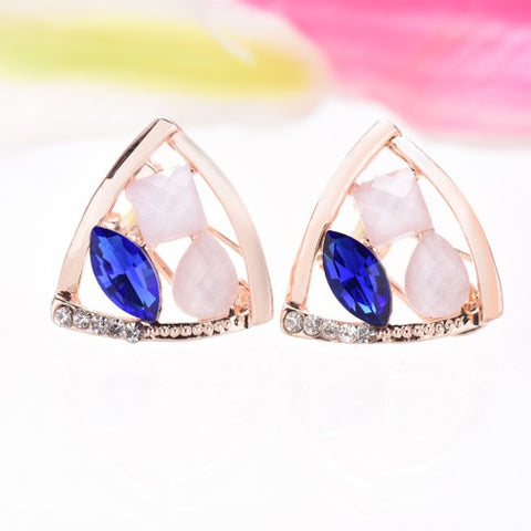 Pink and blue stud earrings