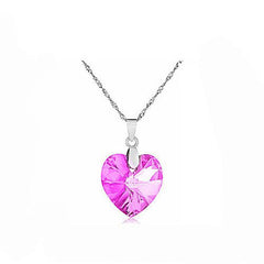 Silver-plated necklace with crystal heart pendant