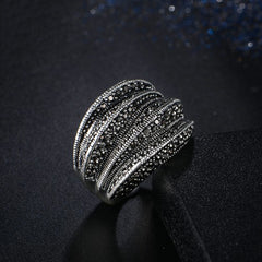 Black crystal cocktail ring