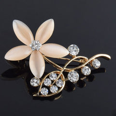 Brooch with opal flower