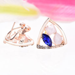 Pink and blue stud earrings