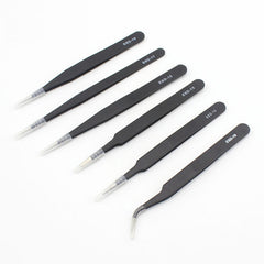 6Pcs Anti-static ESD Stainless Steel Tweezers