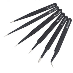 6Pcs Anti-static ESD Stainless Steel Tweezers