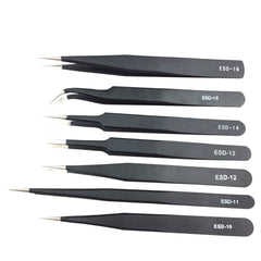 6Pcs Anti-static ESD Stainless Steel Tweezers