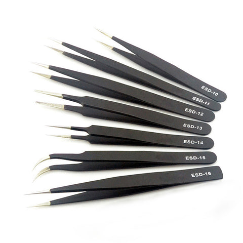 6Pcs Anti-static ESD Stainless Steel Tweezers