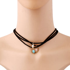 3-in-1 leather choker necklace with pendants