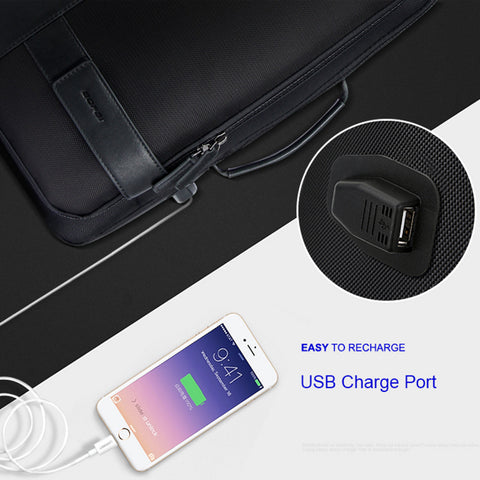 Men's Backpack Black USB Charging