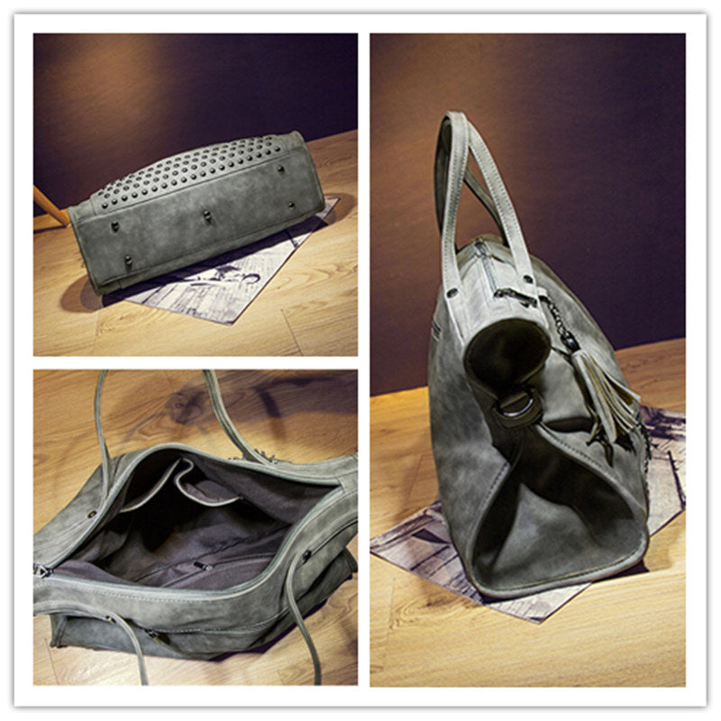 Bolish Rivet Vintage PU Leather Female Handbag
