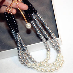 Multilayer Necklace With Pearl Details