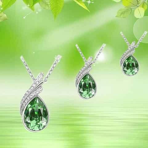 Crystal rhinestone pendant & earrings jewelry set