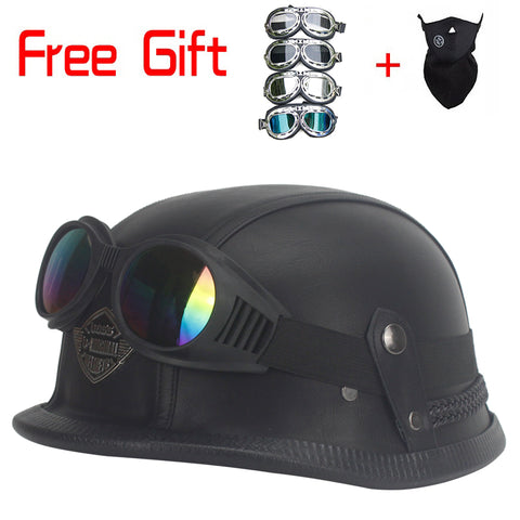 Leather Biker Helmet