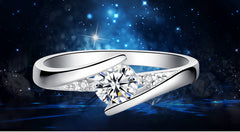 Diamon wedding silver ring