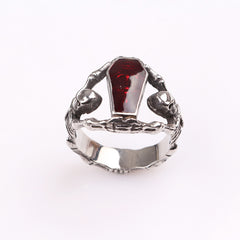 Skeleton Coffin Biker Ring