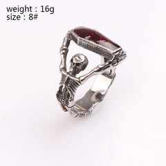 Skeleton Coffin Biker Ring