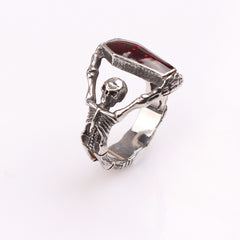 Skeleton Coffin Biker Ring