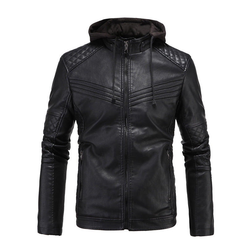 Hoodied Leather Jacket