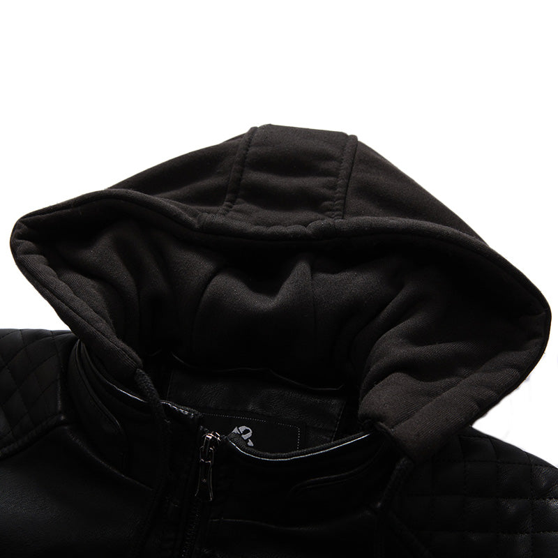 Hoodied Leather Jacket