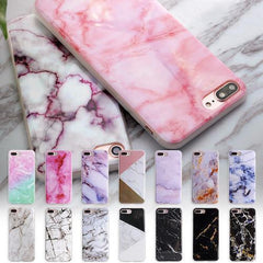 Soft TPU iPhone Case - Marble/Flower Print