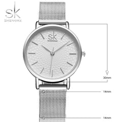 SK super-slim stainless steel wristwatch