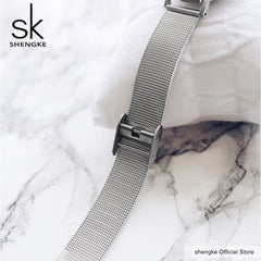 SK super-slim stainless steel wristwatch