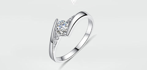 Diamon wedding silver ring