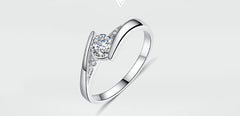 Diamon wedding silver ring