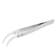 Stainless Steel Handle Ceramic Heat Resistant Tip Curved Tips Tweezers