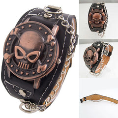 2-in-1 Leather Skull Bracelet